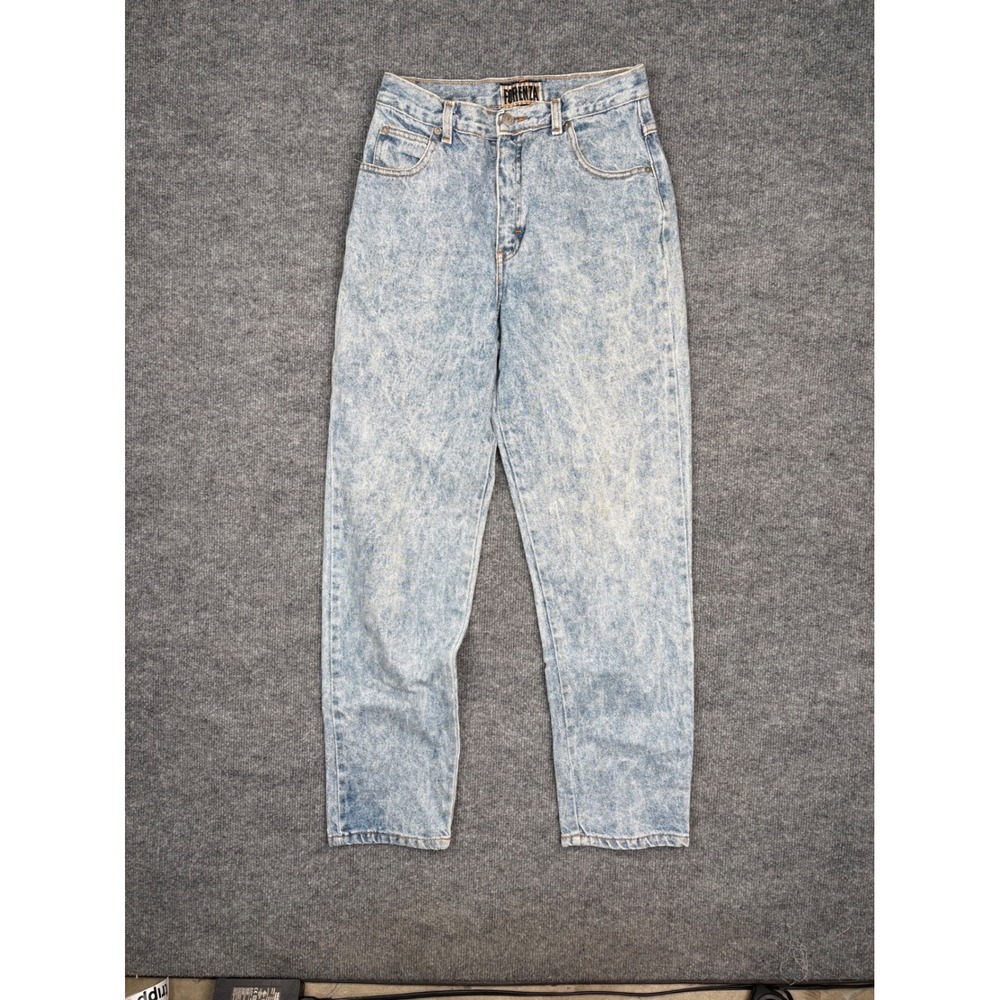 Firenza Vintage High Waisted Mom Jeans Acid Wash Light Blue Cotton Size 8 26x29